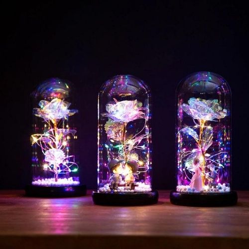 Rose in bell jar - LED