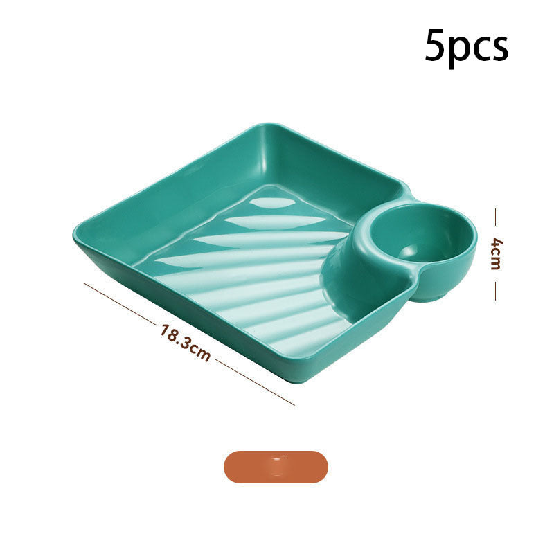 Chip & Dip Set Dumpling Plate With Vinegar Dish