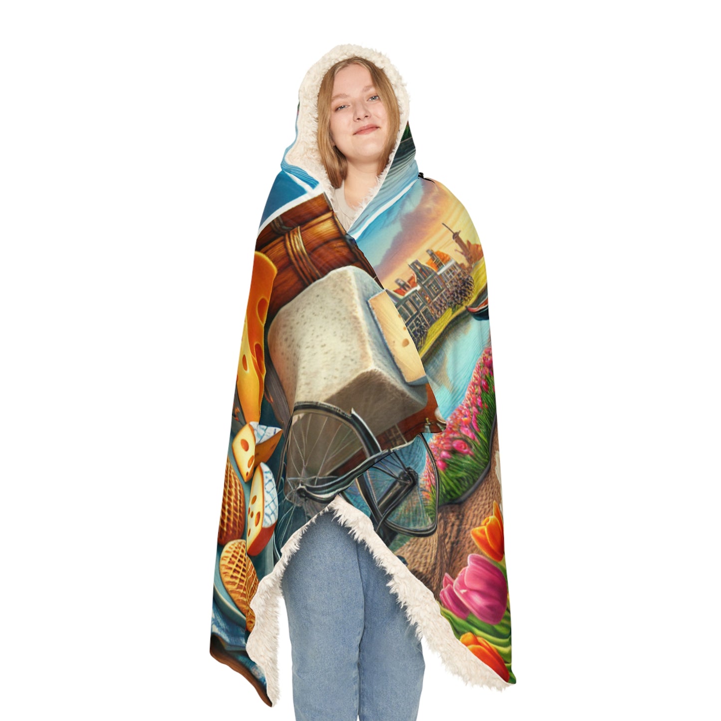 Holland-Inspired Hooded Snuggle Blanket - Cozy and Vibrant Throw for Relaxation