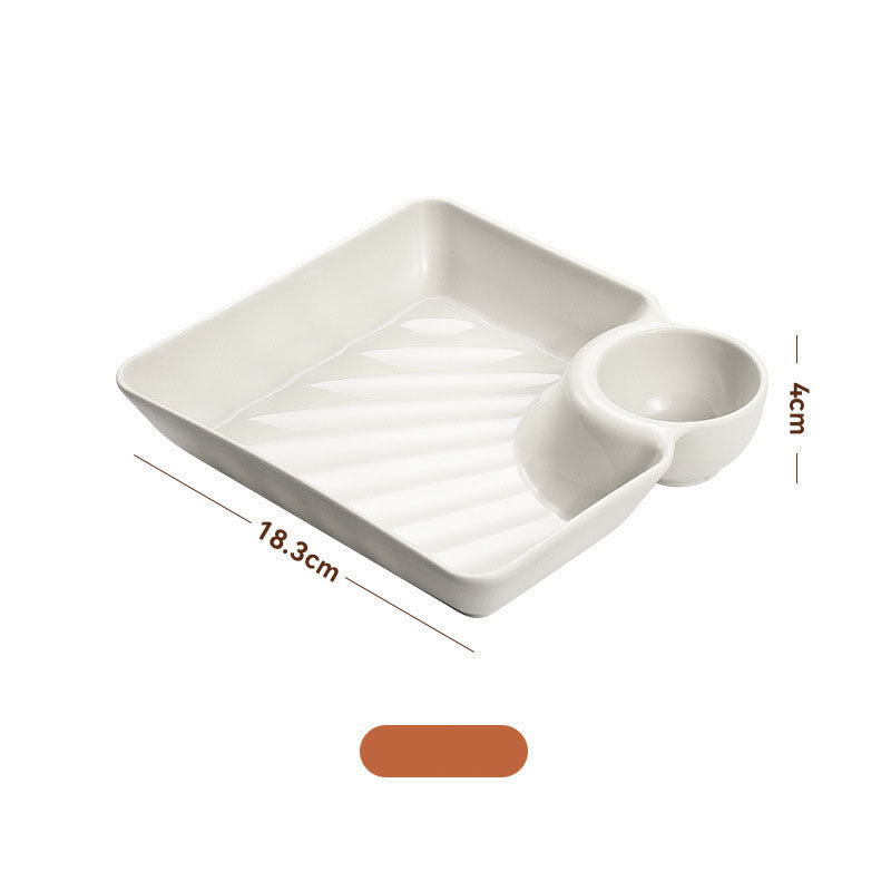 Chip & Dip Set Dumpling Plate With Vinegar Dish