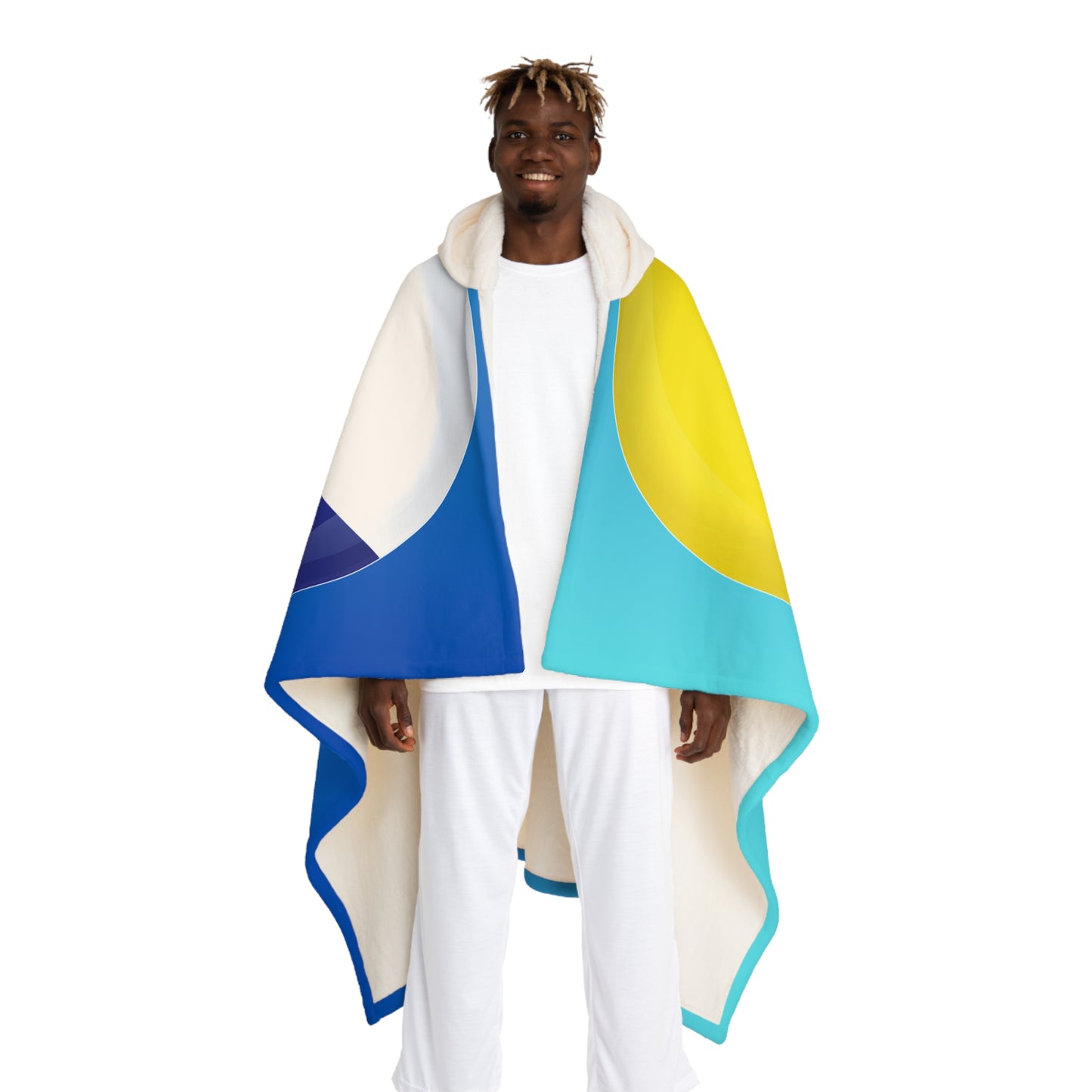 Bonaire Cozy Hooded Sherpa Fleece Blanket with Artistic Map Design - Perfect for Chill Nights and Home Decor