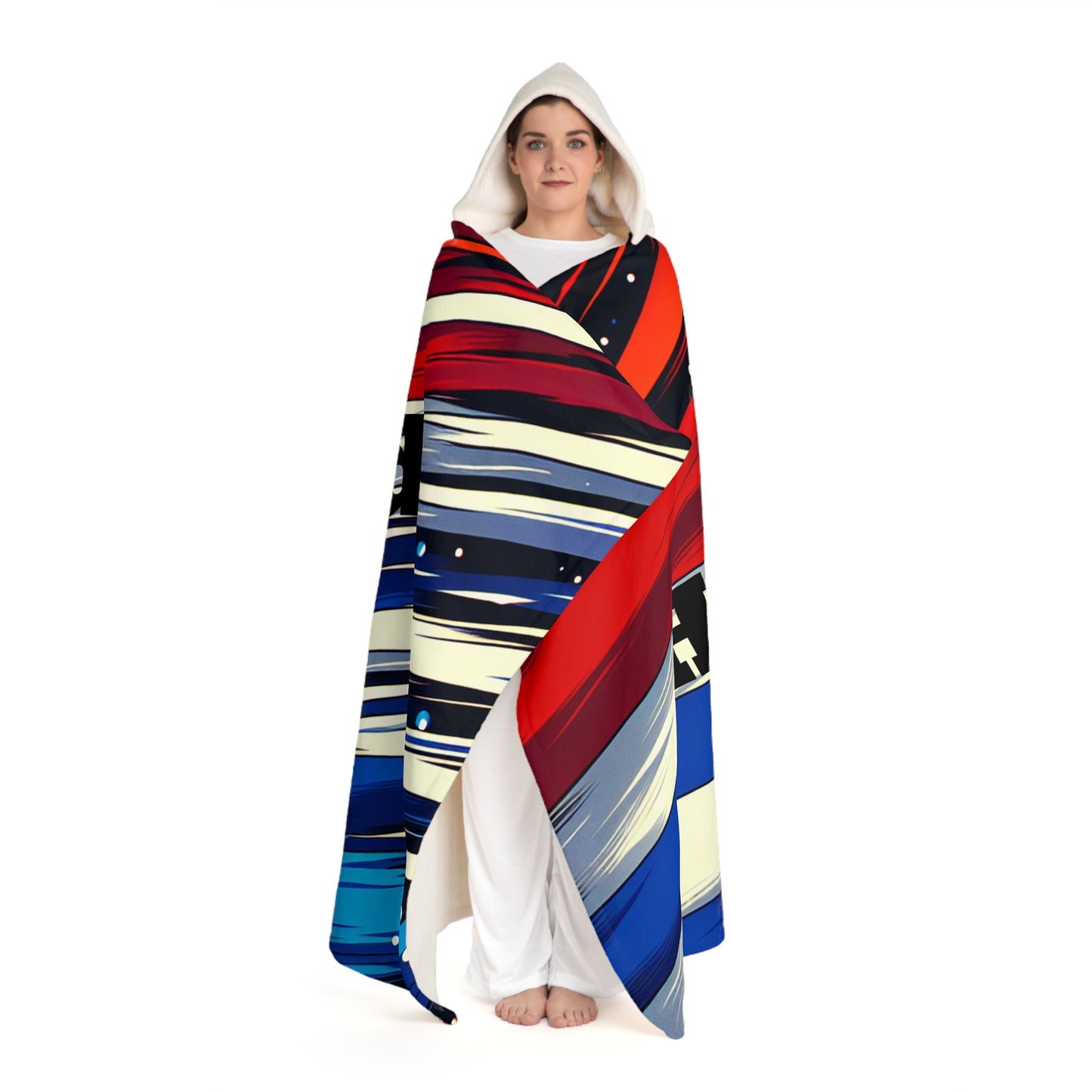 Holland Cozy Hooded Sherpa Fleece Blanket with Artistic Map Design - Perfect for Chill Nights and Home Decor