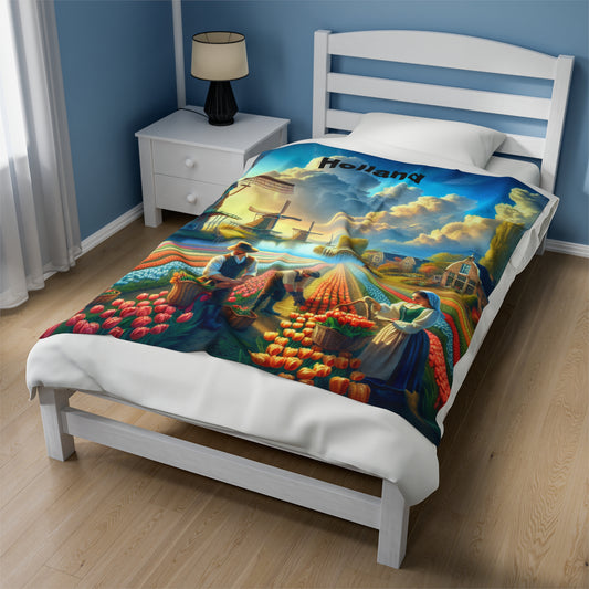 Holland Paradise Velveteen Plush Blanket | Cozy Beach-Inspired Throw