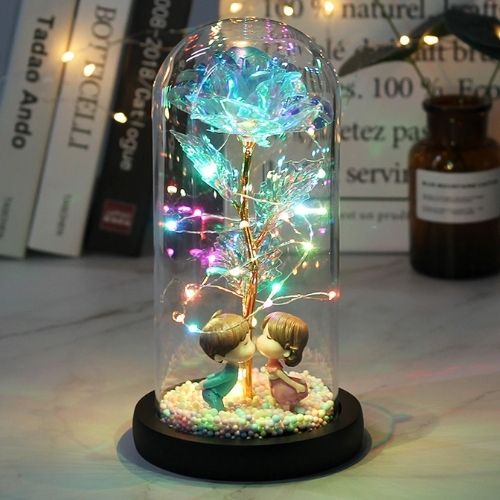 Rose in bell jar - LED