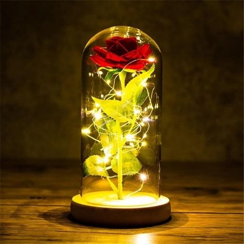 Rose in bell jar - LED